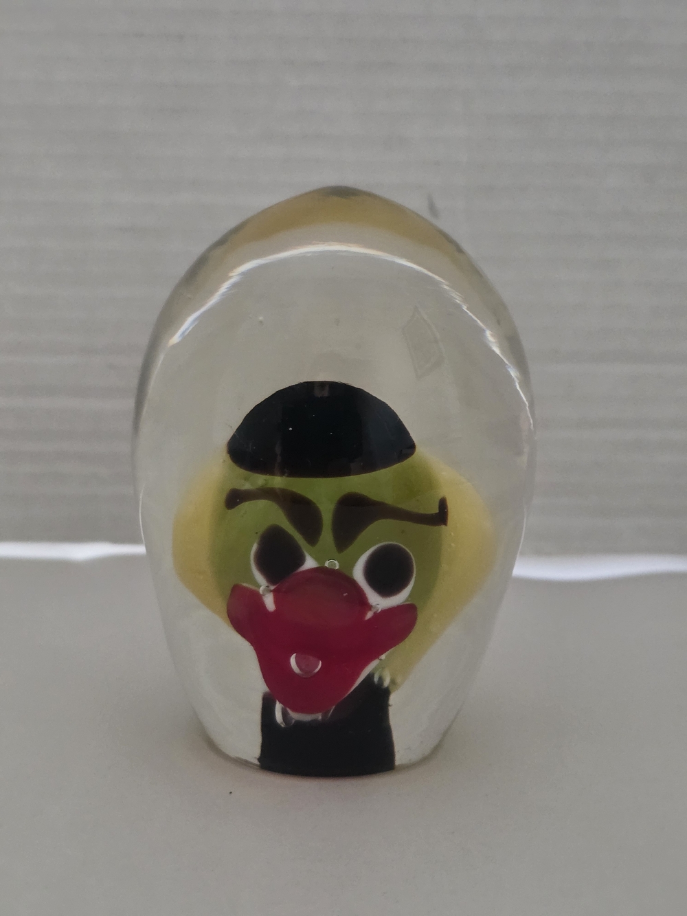 Vintage Murano Style Encased Glass Clown Face Paperweight.